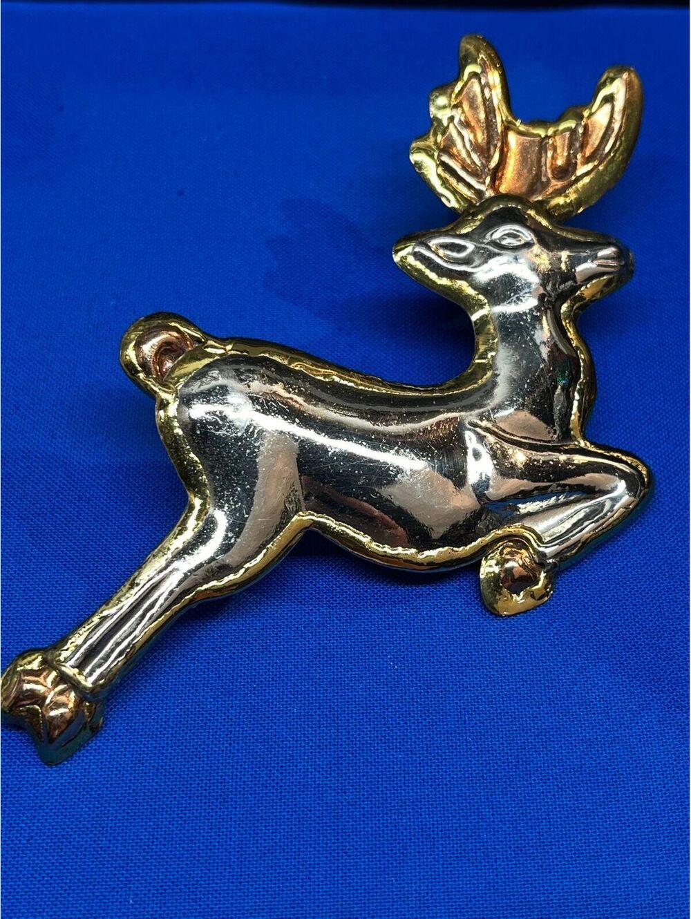 #23 Vintage Mixed Metal Reindeer Brooch Pendant